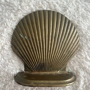 Vintage Brass Clam/ Seashell Bookends